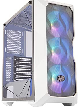 Cooler Master MasterBox TD500 Mesh White Airflow ATX Mid-Tower con pannello frontale in rete poligonale, vetro temperato cristallino, E-ATX fino a 10,5, tre ventole di illuminazione ARGB da 120 mm