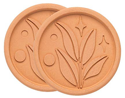 Goodful Brown Sugar Saver and Softener, Leaf Design, Reusable Terracotta Disc, 2 Pack, Clay