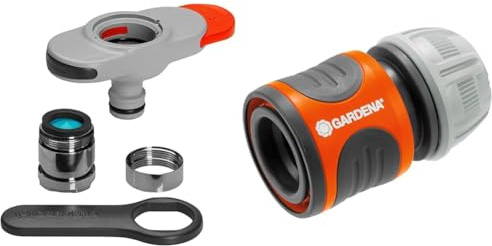Gardena Hahnverbinder für Indoor-Wasserhähne: Anschluss für Indoor-Wasserhähne & Schlauchverbinder 13 mm (1/2 Zoll) und 15 mm (5/8 Zoll): Steckverbinder für den Schlauchanfang, Griffmulden
