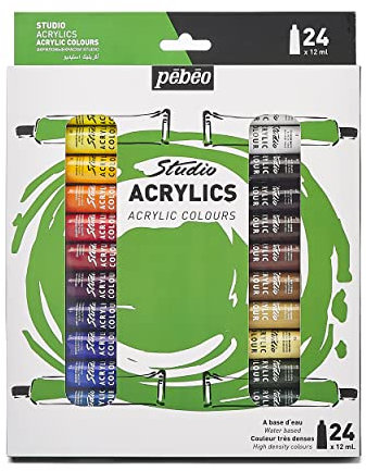 Pebeo - Studio Acrylics - Acrylfarben-Set in Profiqualität - 24 Tuben, 12 ml