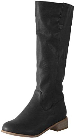 Stivali Donna Moda Pelle Tacco Basso Scarpe con Punta Tonda Slip-On Comodo Western (39,Nero)