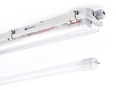 NCC-Licht LED Feuchtraumleuchte Eco Wannenleuchte 120cm 1 x 18W T8 Röhre 1800lm Neutralweiß 4000K IP65