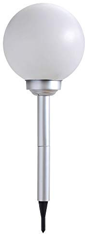 LED Solar Garten Steck Lampe Terrassen Beleuchtung Außen Erdspieß Kugel Leuchte weiß silber