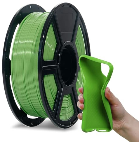 Flashforge PLA Flexibles 3D-Drucker-Filament, 3D-Druckfilamente, 1 kg Spule, Maßgenauigkeit +/- 0,02 mm, umweltfreundlich, kein Rauch und kein Geruch (grün, PLA flexibel)