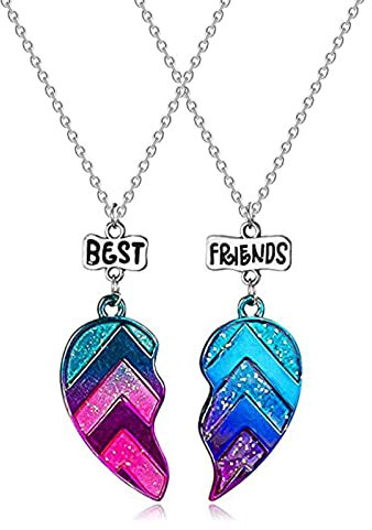 2 Pièces Chaîne d'amitié Arc-en-ciel, BFF Colliers Pour 2, Colliers avec Pendentif Cœur Best Friends, Collier d'Amitié pour 2 Amis, Best Friends Forever Colliers, pour Enfants Femmes Filles Amis