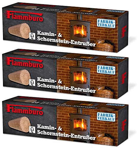 FLAMMBURO Entrußerblock - 3er Pack - Entrusser zum Entfernen von Ruß im Herdfeuer, Kaminofen und Brennraum - erhältlich im Set mit 3, 6 oder 12 Kaminentrußern/Rußentferner