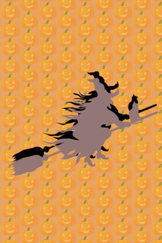 Halloween, witch on a broom theme, 6X9, 200 pages, wide ruled