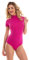 Magi Body da donna con maniche corte e mezza colletto, taglie sottoguanti, vestibilità ottimale, body sportivo da danza per donne, Colore: rosa., S