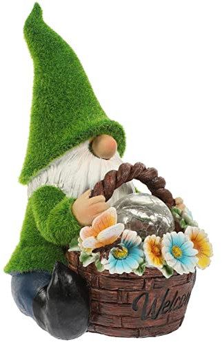 Beavorty Gartenzwerg-Statue Harz Solarlampe Dekoratives Zwerg-Ornament Für Den Hof