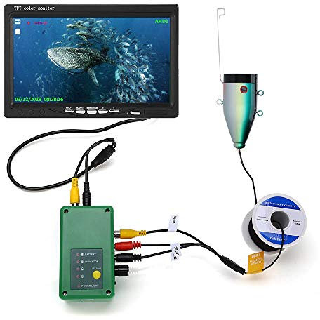 Unterwasser-Fischfinder, HD 7-Zoll-Fischfinder Unterwasser-Angelkamera 15 weiße LEDs + 15 Infrarotlampe 1080P Kamera zum Eisfischen, 30 m