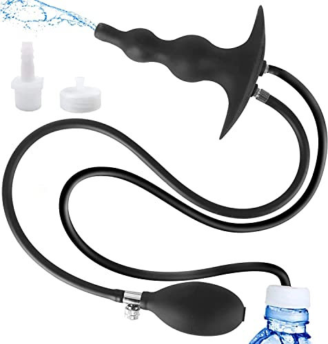 Qoosea Aufblasbarer Analplug Buttplug, Silikon Analplugs Analkugeln mit Abnehmbarer Pumpe, Analkugeln Anal-Dilatator Sexspielzeug Set Sex Toys Anus Masturbator für Frauen Männer Paare Schwarz