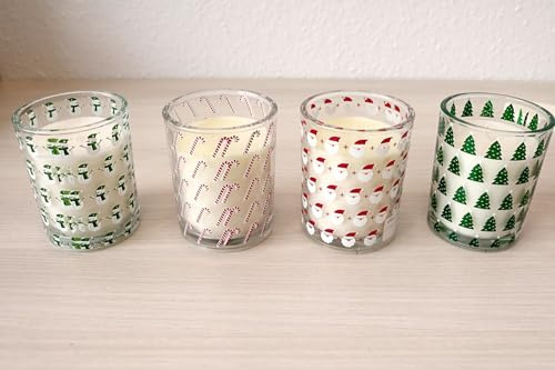 BURI Duftkerze Glas Weihnachtsmotiv Winterduft Duftkerze Festlich Geschenk | BURI Duftkerze im Glas als stimmungsvoller Raumduft für Winter, Weihnachten und Wohnambiente, dekorativ als Geschenkidee