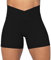 Sunzel Radlerhose Damen, Damen Gym Shorts，V Criss Cross High Waist Yoga Workout Gym Shorts mit Tummy Control,4 Schwarz,M