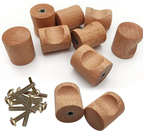 Zasvec Möbelknöpfe 12 Stück Schrankgriffe Holz Schubladenknopf Kommodenknöpfe Möbelgriffe Matt 20 x 24 mm Schubladengriffe Schrankknöpfe mit Schrauben für Schränke und Schubladen
