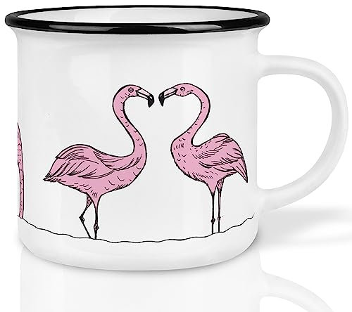 Ligarti® Keramiktasse [Design by H. Ligeti] Design Mug & handveredelter Becher I Spülmaschinengeeignete Tasse,Kaffeetasse, Teetasse, Cup (Flamingoparade)