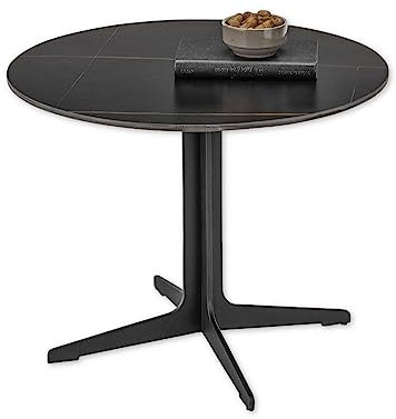 LENA Couchtisch rund, Schwarz - Moderner Wohnzimmertisch mit Keramikplatte und Metallgestell - 60 x 45 x 60 cm (B/H/T)