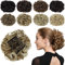 PARXITN Chignon Haarteil Gelockt Dutt Scrunchie Haarverlängerung Synthetische Hochsteckfrisur Kämme in unordentlichem Dutt Haarteil für Frauen Sandy Coffee gemischt Weißblond