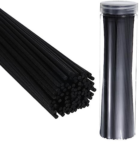 PATIKIL 30CM/12Inch Reed Diffuser Sticks, 100 Pack Fiber Aroma Fragrance Refill Sticks Replacement with PET Bottle for Home Hotel Office Party Wedding, Black