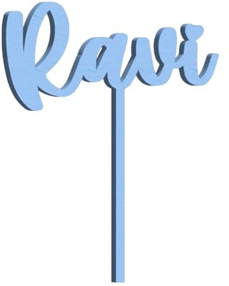 Cake Topper mit Wunschnamen personalisiert Torten Kuchen Deko Tortenstecker - aus Holz oder Acryl, superfeine hochwertige Gravur, Größe: 10 bis 25 cm (Birke Multiplex-blau)
