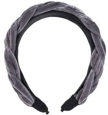 Serre-tête large pour femme - Noir - En velours tressé - Bandeau froncé - Accessoire de spa - Accessoire pour enfants - Diadème rembourré