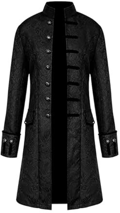 FJKVKDT Men Medieval Halloween Costumes Male Coat Victorian Court Uniform Renaissance Outfit Vintage Festival Cosplay Daily Costume (Black, XL)