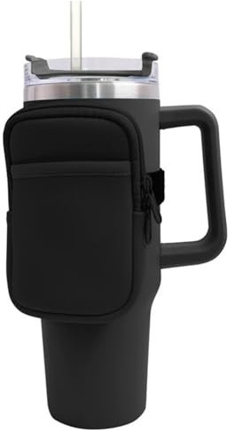 runrayay Stanley Cup Accessories Waist Pack, Black, Adjustable Belt Bag for Tumbler, Zipper Pouch with Pocket, Running Water Bottle Bag for Cards, Keys