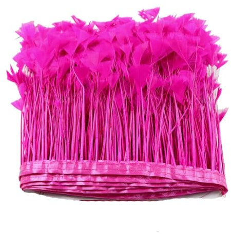 Yurosiay 1m Feder Fransenborte 10-15cm Breite Federn Fransen Trim Avec Satinband Flauschige Feder Fransenband Feder Streifen zum Nähen Federborte Meterware für DIY Basteln Kleidung Rosarot
