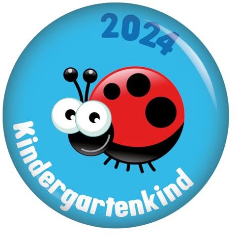 Kindergartenkind 2024 Marienkäfer Button 37mm oder 56 mm Ansteckbutton Kindergarten Geschenke für Kinder Kita Rucksack Geschenk Deko Geschenke Kalender Countdown Ansteckpins Ansteckbutton