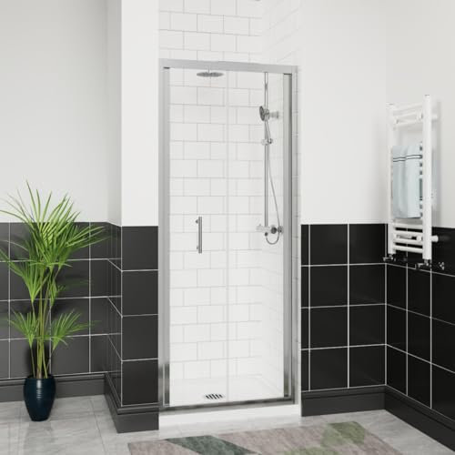 Aquariss 900mm Bifold Shower Door 6mm Self Clean Glass Shower Enclosure Reversible Folding Shower Cubicle Door Polished Chrome Frame