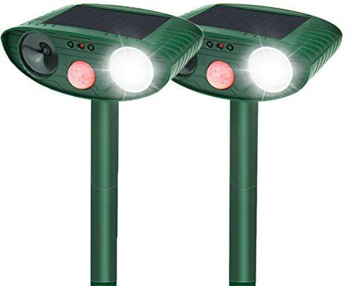 ERNZI 2 pcs, Solar Cat Repellent,Ultrasonic Animal Repeller with Motion Sensor, Waterproof Outdoor Animal Repeller Deterrent for Cat Dog Animal