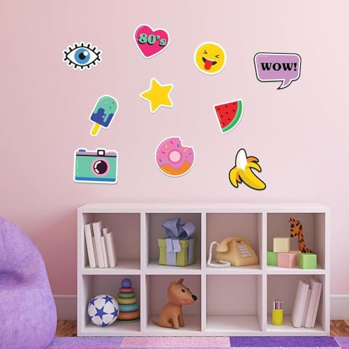 Pink Wall Sticker – Wow 80er Jahre Aufkleber-Set Wandkunst (180 cm Breite x 90 cm Höhe)