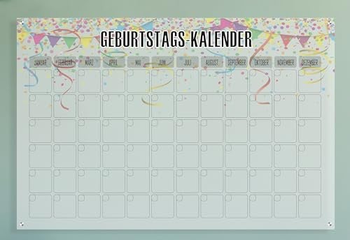 Queence Acrylglas Wochenplaner abwischbar 70x50 cm | Wochenplan transparent | Geburtstags-Kalender | Familienplaner | Notizen | Terminkalender | Wandkalender | Monatskalender (PLAN04)