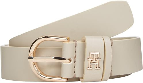 Tommy Hilfiger Damen Gürtel Essential Effortless 2,5 cm Ledergürtel, Beige (Sugarcane), 95 cm
