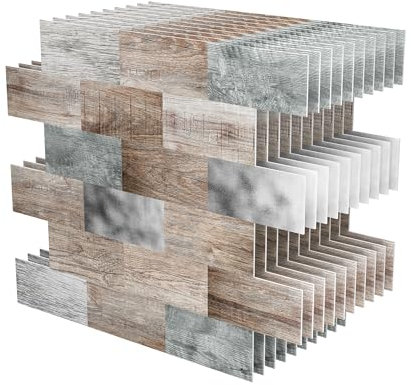 XMTECH 10 Stück Fliesenaufkleber 34 x 29 cm, Badezimmer Fliesenfolie Fliesensticker für Bad Küche, Selbstklebend Wandfliesen Dekor, PVC Metro Fliesen Selbstklebend Fliesendekor Geprägte Textur H