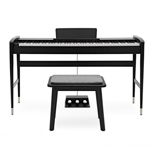 Keynote Digitales Bühnenpiano 88 Tasten mit Bluetooth und Hocker, Schwarz | 88 Gewichtete Tasten für Realistisches Gefühl, 40 Stimmen vom DREAM-Audiomotor, 81-Ton-Polyphonie, Bluetooth