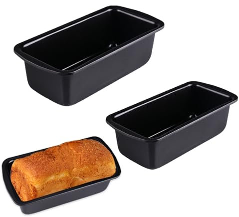 Velicber 2er-Pack Brotbackformen mit Antihaftbeschichtet Kastenbackform Hochwertige Backform Edelstahl Backform Rechteckig Schwarz Brotbackform Klein für Toastbrot Brot Backen Laibe Kuchen Gebäck
