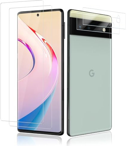 Agedate 2+2 Stück Panzerglas für Google Pixel 6 Schutzfolie, Anti-Blasen HD Displayschutzfolie mit Kameraschutz, 2.5D Kante, 0.33mm Anti-Fingerprint Schutzglas