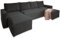 Masseno Ecksofa ASPRA mit Schlaffunktion U-Form, Sofa mit Bettkasten, Wohnzimmersofa, Couch, Soffa, Bettsofa, Couchgarnitur- Schwarz, POSO 135
