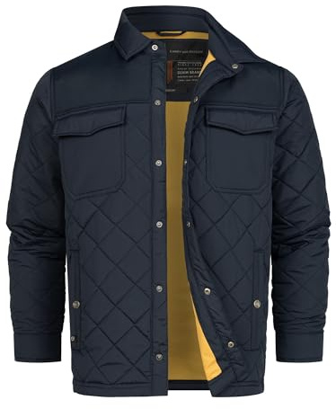 Indicode Herren INDome Steppjacke mit Cordkragen und Rautensteppung | Klassische Übergangsjacke mit Rautenmuster für Alltag und Outdoor, Herrenjacke, Alltagsjacke, Freizeitjacke für Männer