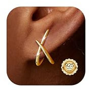 Diamday Ohrstecker Silber 925 Gold Ohrringe Damen CZ Kleine Ohrstecker X form Hypoallergen Minimalistisch Schmuck Geschenke