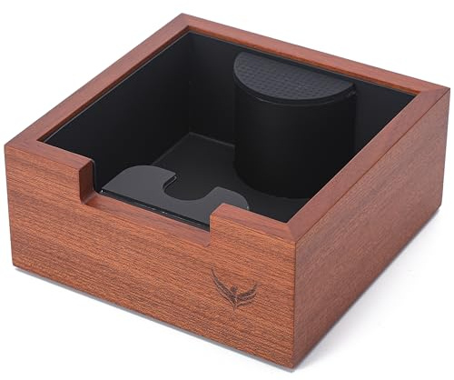 KNODOS Espresso Knock Box Palisanderholz – Abklopfbehälter mit Stoßdämpfender Stange und Rutschfestem Boden Kaffeesatzbehälter für Barista Station Espresso Zubehör Siebträger Tamperstation