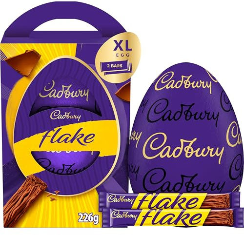 Cadbury Dairy Milk Flake Chocolate Easter Egg, Includes 1 Extra Large Chocolate Shell and 2 Flake Bars, Gift for Easter 226 g