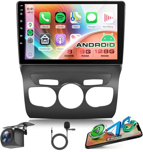 8 Core 6G+128G Android Radio Coche para Citroën C4L C4 DS4 2013-2017 Inalámbrico Carplay Android Auto GPS Navi WiFi 360° Panorámica 10.1 Pulgadas Radio Bluetooth FM/RDS/DSP EQ/USB/SWC Cámara Trasera