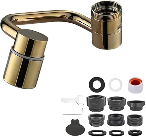 1440° Rotatable Faucet Aerator Extension,360° Swivel Multifunctional Splash-Proof Tap Attachment,Universal U-Shaped Faucet Extender with 2 Water Outlet Modes,for Kitchen & Bathroom Sinks (Gold)