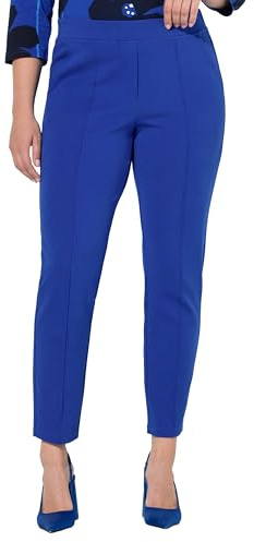 Ulla Popken Damen große Größen Übergrößen Plus Size Hose, Punto-di-Roma-Jersey, konisches Bein, Elastikbund Kobaltblau 52 812761760-52