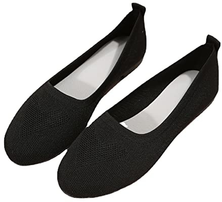 RLEHJN Womens Flat Pumps Summer Shoes Breathable Mesh Closed Toe Sandals Work Smart Office Formal Comfortable Ballet Shoes Pointed Toe Slip On Flats Ballerina Flats Footwear Size 3.5-8