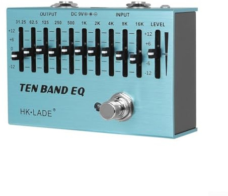 10-Band Equalizer Gitarre Effektpedal, True Bypass Einstellbares EQ Pedal für 4 oder 5 Saiten Bass Gitarren und 6 oder 7 Saiten E-Gitarren