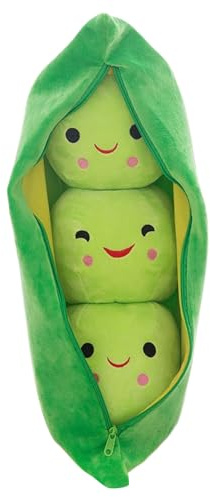 jupsjuice Cute Pea Stuffed Toy 3 Peas-in-a-Pod Plush, Soft Huggable Comfort Toy, Plant-Themed Cartoon Doll Figure For Kids Bedroom Sofa Car Decoration, Funny Stress Relief Gift