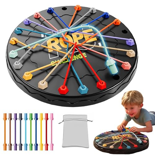 Rope Tangle Challenge, Rope Untangling Puzzle Game, Brainy Knots Rope Untangling Game, Educational Strategy Board Game, Rope Challenge Game for Kids & Adults Family Travel Party