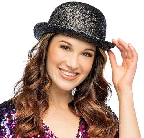 Boland - Classic hat, hat size 58 cm, melon, glitter party hat for costume, carnival and theme party